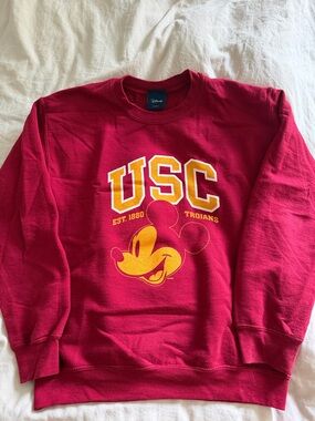 Disney Maroon Crewneck Sweatshirt with Gold USC & Mickey Graphic
